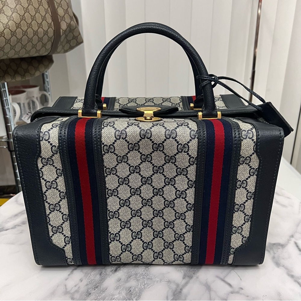 Vintage Gucci | Navy Train Case Luggage Bag